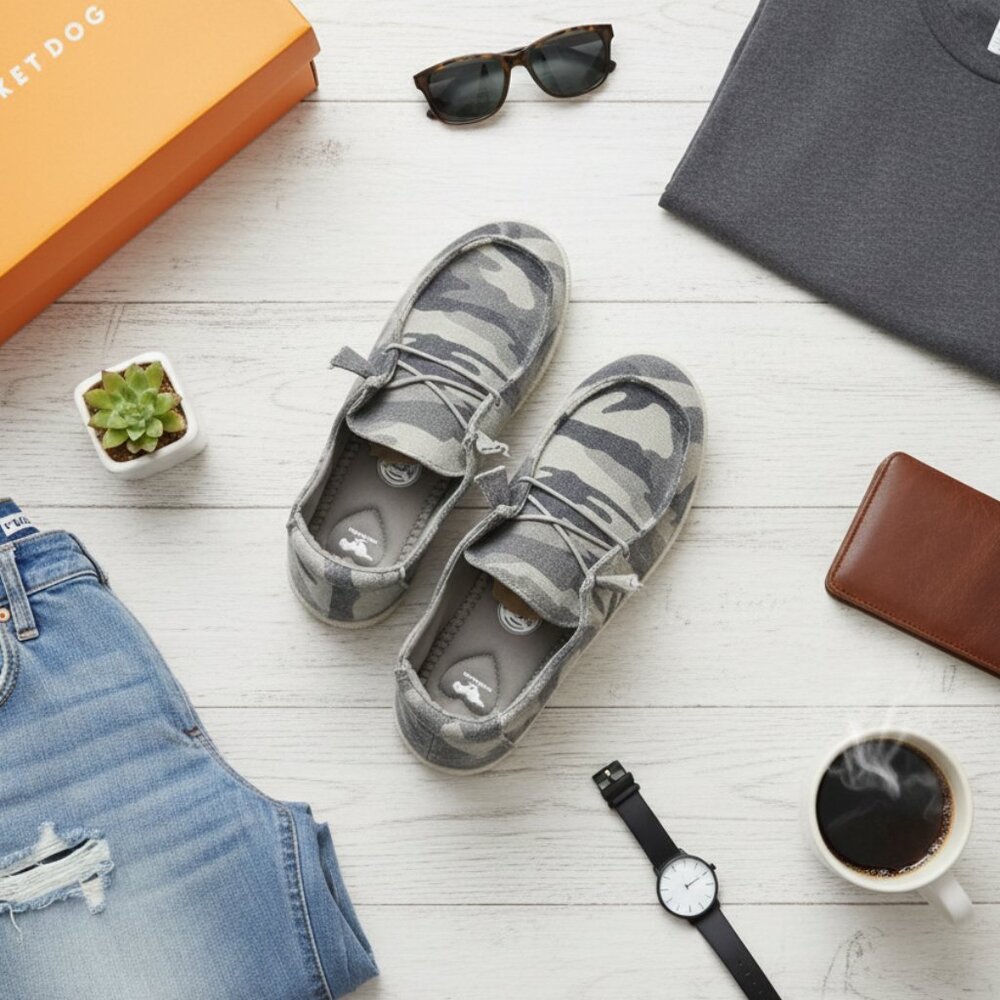 NIB Rocket Dog Grey Camo Slip-On Sneakers - Women's Size 8 - Maddy